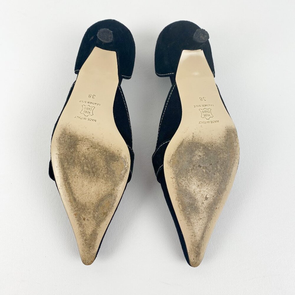 MEDICI Women's Black Suede and White Stitched Heels Pumps Size 8M - Picture 7 of 10